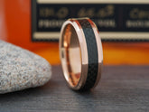 The Overlord | Rose Gold Tungsten Ring with Carbon Fiber Inlay